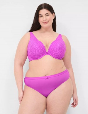 Women Lane Bryant No-Show With Lace Back Thong Panty Light Purple | KVO9842DY