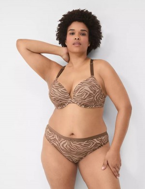 Women Lane Bryant No-Show With Lace Back Thong Panty Deep Grey Brown | HDW7867SP