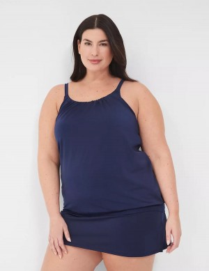 Women Lane Bryant No-Wire Blouson Tankini Bikini Top Blue | TJU531MU