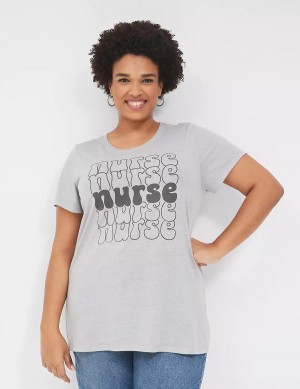 Women Lane Bryant Nurse Graphic Tee T Shirts Grey | SZQ3323YD