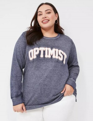 Women Lane Bryant Optimist Graphic Sweatshirts Blue | OEZ9128XZ