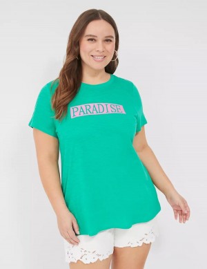 Women Lane Bryant Paradise Graphic Tee T Shirts Turquoise | JOM8039KQ