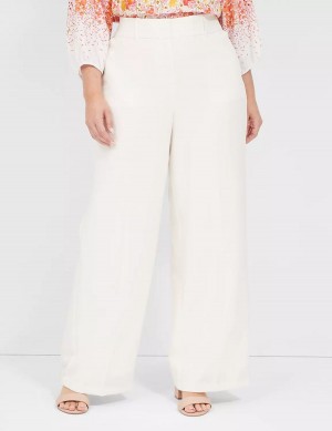 Women Lane Bryant Perfect Drape High-Rise Wide Leg - Fully Lined Pants White Rose | HAE6253VY