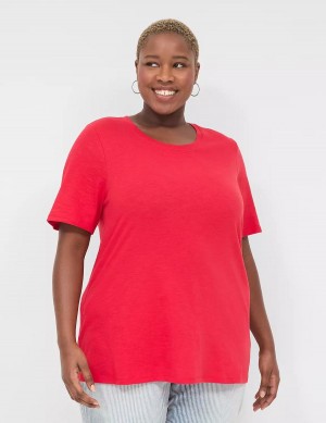 Women Lane Bryant Perfect Sleeve Crew-Neck Tee T Shirts Red | USU4380JL