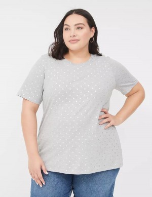 Women Lane Bryant Perfect Sleeve Crew-Neck Tee T Shirts Grey | VUY851WL