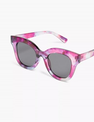 Women Lane Bryant Pink & Purple Watercolor Cateye Sunglasses Pink | NWD8259UM