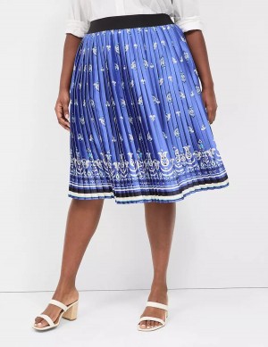 Women Lane Bryant Pleated Skirts Blue | DTO4679HI