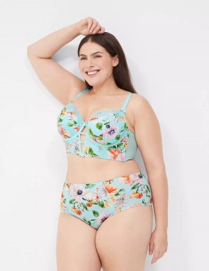 Women Lane Bryant Printed Boost Longline Balconette Bra Turquoise | BXJ3860LT