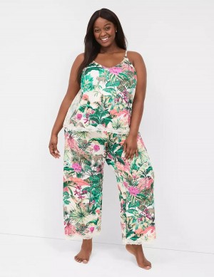 Women Lane Bryant Printed Cami & Pant PJ Set Pajamas Green Multicolor | GPD4316KL