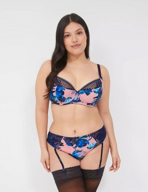 Women Lane Bryant Printed Garter Thong Panty Pink Blue Multicolor | CWZ164MX