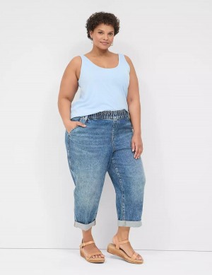 Women Lane Bryant Pull-On Fit Boyfriend Jeans Blue | NOD309CO