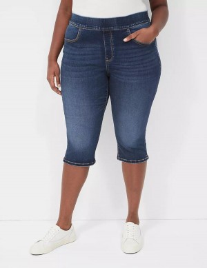 Women Lane Bryant Pull-On Fit High-Rise Pedal Jeggings Blue | AJJ1673PA