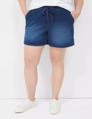 Women Lane Bryant Pull-On Fit Relaxed Knit Shorts Blue | WWM8072CE