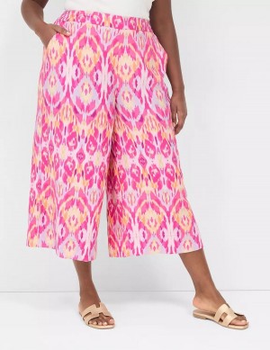 Women Lane Bryant Pull-On Side-Slit Crop Pants Pink | OVF519BF