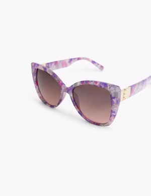 Women Lane Bryant Purple Marble Cateye Sunglasses Purple Multicolor | VMK3035PY