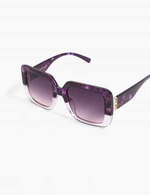 Women Lane Bryant Purple Oversized Square Sunglasses Purple | TUV7192SZ