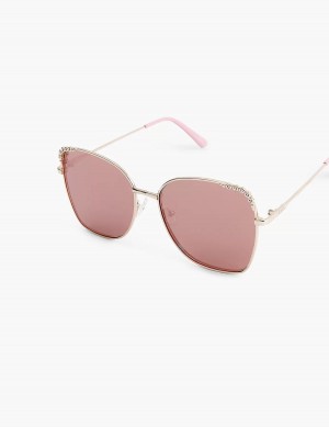 Women Lane Bryant Rose Goldtone & Bling Butterfly Aviator Sunglasses Rose Gold | NQC9591ER