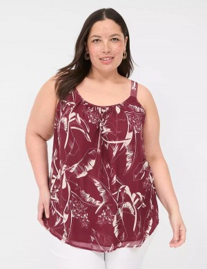 Women Lane Bryant Scoop-Neck Cami Tank Top Burgundy | ZBM4330OY