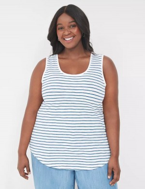 Women Lane Bryant Scoop-Neck Tank Top Blue Navy Stripes | DYK8841HU