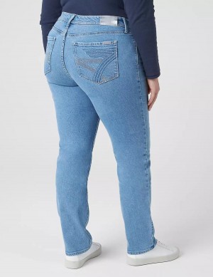 Women Lane Bryant Seven7 Straight With Back Pocket Embroidery Jeans Light Blue | ZMQ1253WD