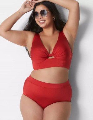 Women Lane Bryant Shimmer Swim Briefs Red | LGG6121FN