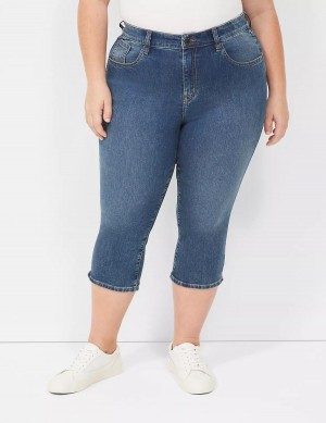 Women Lane Bryant Signature Fit High-Rise Pedal Jeans Dark Blue | PMS6569WG