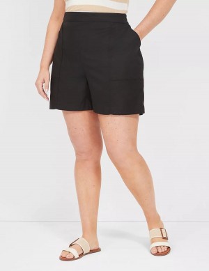 Women Lane Bryant Slub Pull-On Shorts Black | GKP7659SL