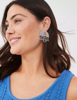 Women Lane Bryant Spring Whimsy Pave Umbrella Statement Earrings Silver | ZRH6886IM