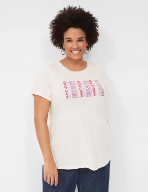 Women Lane Bryant Stay Grateful Graphic Tee T Shirts White | IJX4912PI