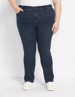 Women Lane Bryant Straight Fit High-Rise Straight Jeans Dark Blue | RSA5161ZI