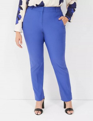 Women Lane Bryant Straight Leg 4-Season Pants Blue | XUV8542VE