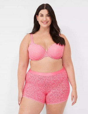 Women Lane Bryant Stretch Lace Boxer Briefs Pink | NZD6651EV