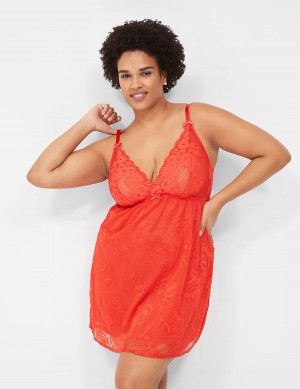 Women Lane Bryant Stretch Lace Slip Dress Deep Red | GEO9939GQ