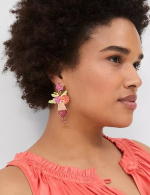 Women Lane Bryant Summer Whimsy Cocktail Statement Earrings Gold | VDL7730TB