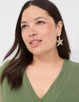 Women Lane Bryant Summer Whimsy Starfish Statement Earrings Gold | QTJ203DU