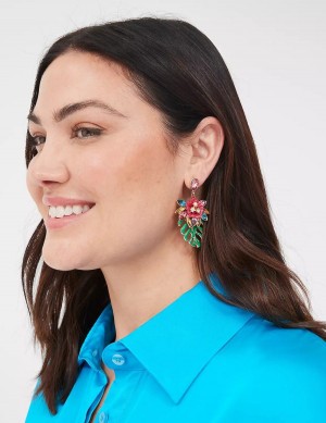 Women Lane Bryant Summer Whimsy Tropical Leaf Statement Earrings Gold | IWK10041GO