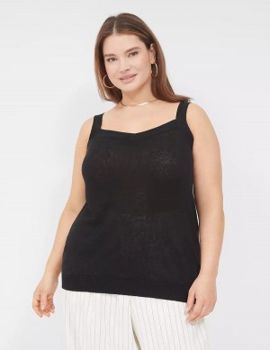 Women Lane Bryant Sweater Tank Top Black | DHN9762BT