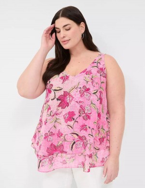 Women Lane Bryant Swing Double-Layer Chiffon Tank Top Pink Rose | PHG7474PW