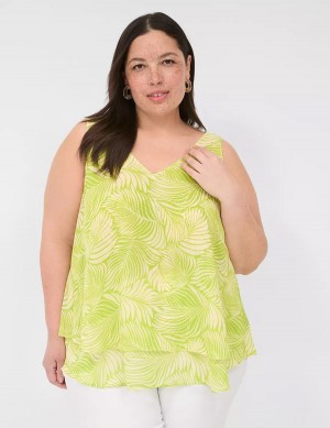 Women Lane Bryant Swing Double-Layer Chiffon Tank Top Light Green | KVJ6971TJ