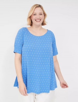 Women Lane Bryant Swing Matte Jersey Boatneck Top T Shirts Blue | PYV9115QK