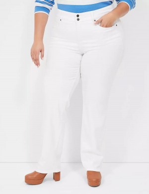 Women Lane Bryant Tighter Tummy Fit High-Rise Straight Jeans White | TRP9635JI