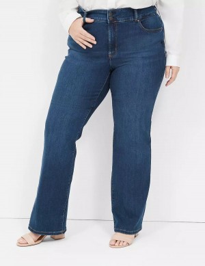 Women Lane Bryant Tighter Tummy Fit High-Rise Boot Jeans Dark Blue | RFL1944QV