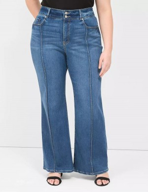 Women Lane Bryant Tighter Tummy Fit High-Rise Flare Jeans Blue | WMA225KR