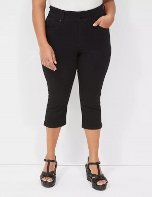 Women Lane Bryant Tighter Tummy Fit High-Rise Pedal Jeans Black | ECC524VZ