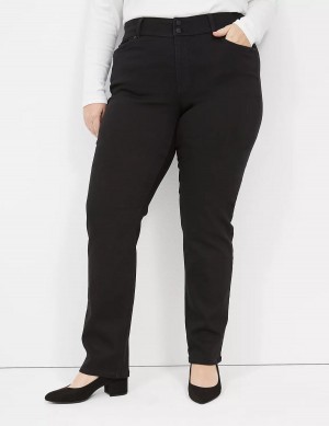 Women Lane Bryant Tighter Tummy High-Rise Straight Jeans Black | VQA4632DZ