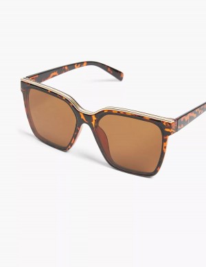 Women Lane Bryant Tortoiseshell Print Jelly Embellished Cateye Sunglasses Brown Black | VOI7457PU