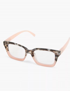 Women Lane Bryant Tortoiseshell Print & Pink Colorblock Square Reading Glasses Black Pink | IGF7344DW