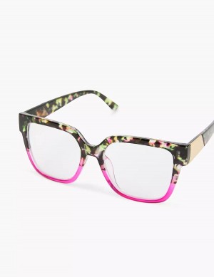 Women Lane Bryant Tortoiseshell Print & Pink Cateye Reading Glasses Black Red | BJZ3741PW