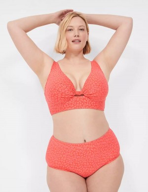 Women Lane Bryant Underwire Knot-Front Bikini Top Coral | FWC2829JZ