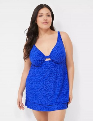 Women Lane Bryant Underwire Knot-Front Tankini Bikini Top Dark Blue | VVN4413KF